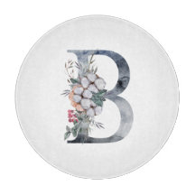 Monogramme floral bleu initial B