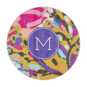 Planche À Découper Monogramme  Floral de Boho rose I