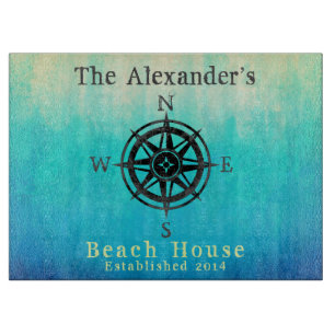 Planche À Découper Monogramme marin Ombre turquoise