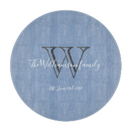 Planche À Découper Monogramme Moderne Initiale + Nom de Famille Chic