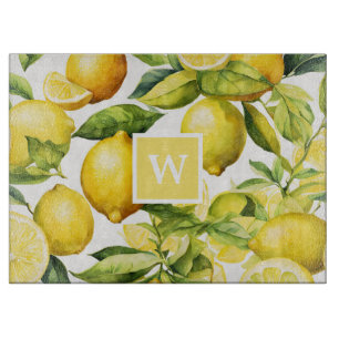Planche À Découper Monogramme Motif Citrus citron
