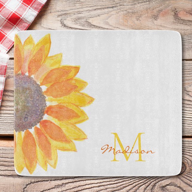 Planche À Découper Monogramme Nom Tournesol (Créateur téléchargé)