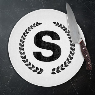 Planche À Découper Monogramme personnalisé avec Feuilles Laurel