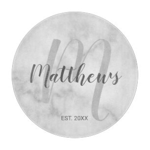 Planche À Découper Monogramme personnalisé et marbre de nom de famill