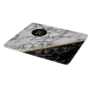 Planche À Découper Monogramme personnalisé Faux Marbre Coupe
