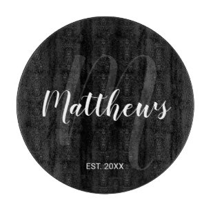 Planche À Découper Monogramme personnalisé moderne et nom de famille 