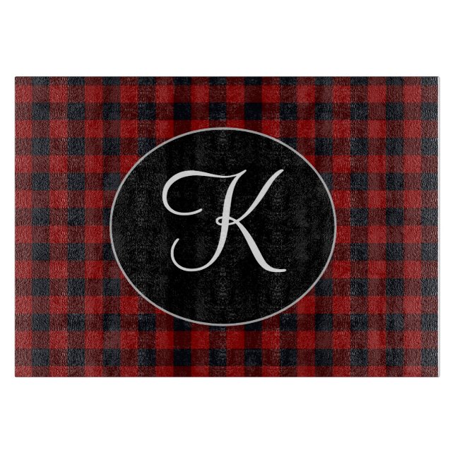 Planche À Découper Monogramme personnalisé Plaqué de buffle rouge et  (Devant)