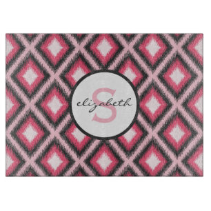 Planche À Découper Monogramme rose d'Ikat