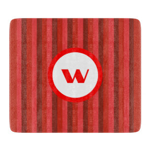Planche À Découper Monogramme rouge rustique et rayures