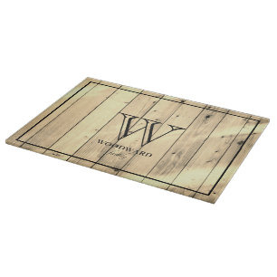 Planche À Découper Monogramme rustique de la ferme en bois