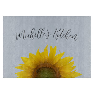 Planche À Découper Monogramme rustique Fleur de soleil