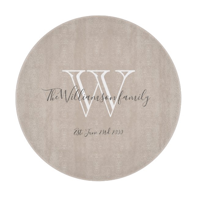 Planche À Découper Monogramme Rustique Initiale Et Nom Cool Chic (Devant)