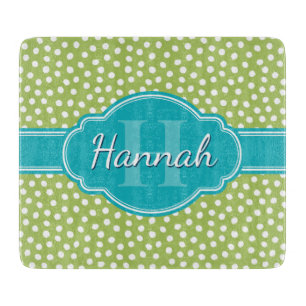 Planche À Découper Monogramme Turquoise de Motif blanc vert