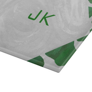 Planche À Découper Monogramme vert et blanc de vache