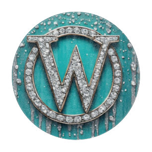 Planche À Découper Monogramme W sur paillettes qui dégoulinent de cou