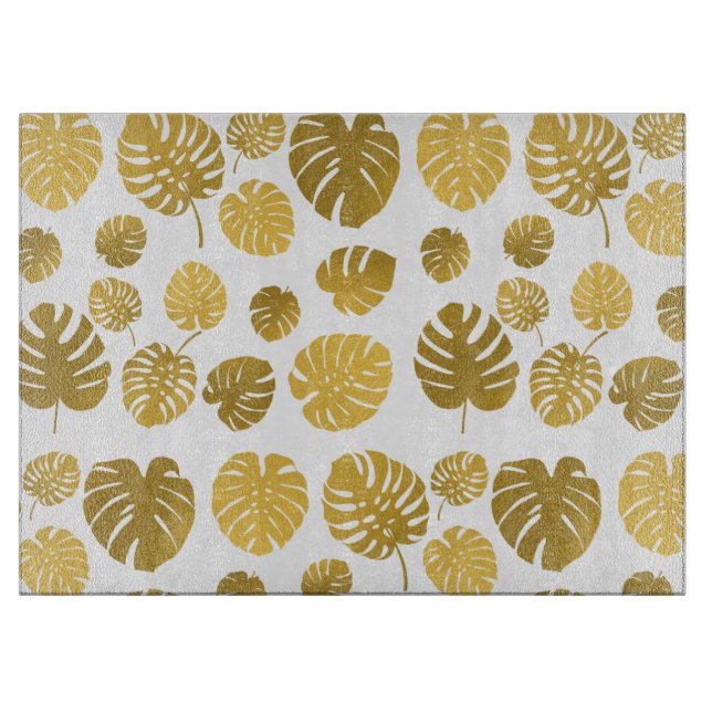 Planche À Découper Monstère d'or moderne Feuille Tropical Motif (Devant)