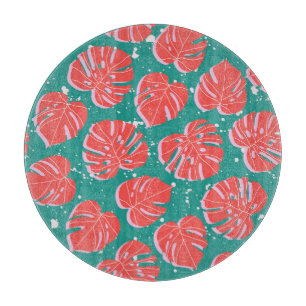 Planche À Découper Monstère rouge : motif tropical vert