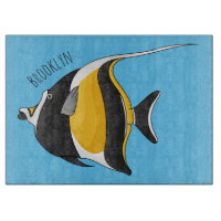 Moorish idol fish cartoon illustration 