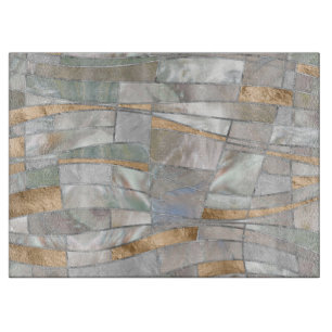 Planche À Découper Mosaic Waves Art - Pearl et Pastel Gold