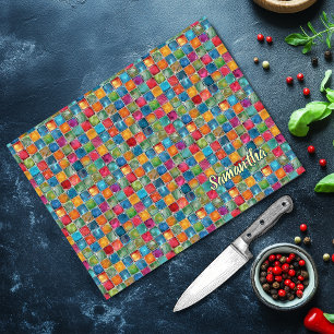 Planche À Découper Mosaïque colorée élégante en verre teinté