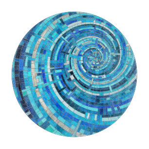 Planche À Découper Mosaïque de spirale bleue