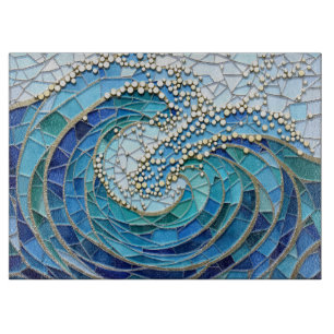 Planche À Découper Mosaïque Mer de Vagues Art