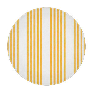 Planche À Découper Motif à cinq bandes jaune et blanc ensoleillé
