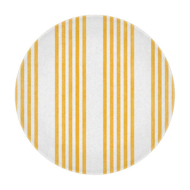 Planche À Découper Motif à cinq bandes jaune et blanc ensoleillé (Devant)