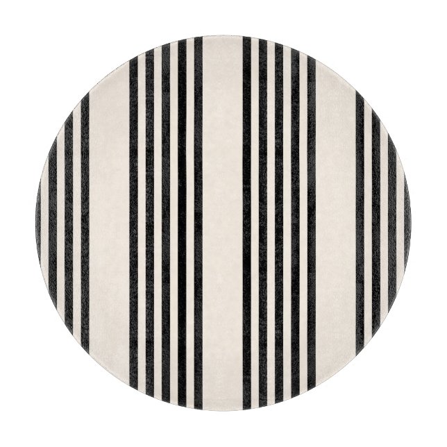 Planche À Découper Motif à cinq bandes noir et beige (Devant)