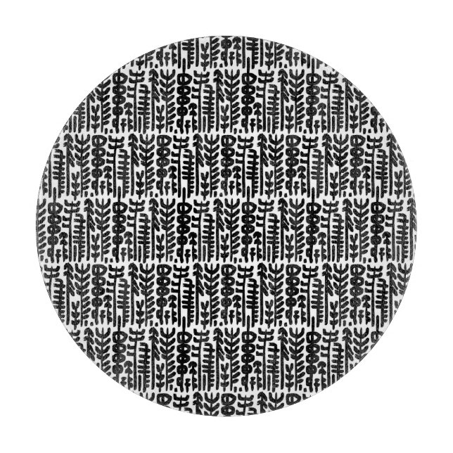 Planche À Découper Motif à l'encre noire d'arbre de course (Devant)