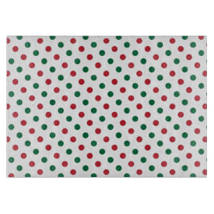 Planche À Découper Motif à points Polka de Noël rouge et vert