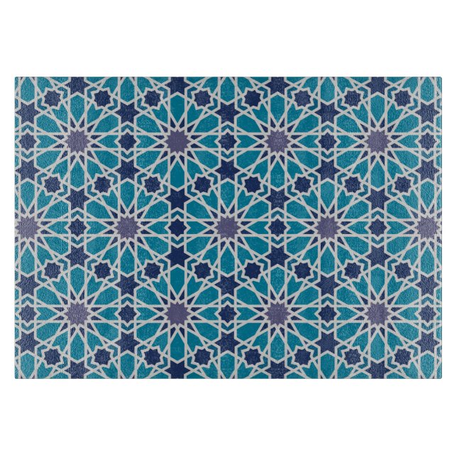 Planche À Découper Motif Abstrait En Bleu Et Gris (Devant)