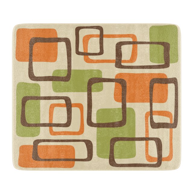 Planche À Découper Motif Abstrait moderne rétro du milieu du siècle (Devant)