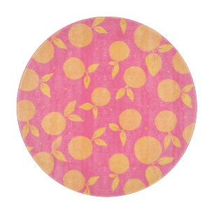 Planche À Découper motif Abstrait tangerine rose et jaune