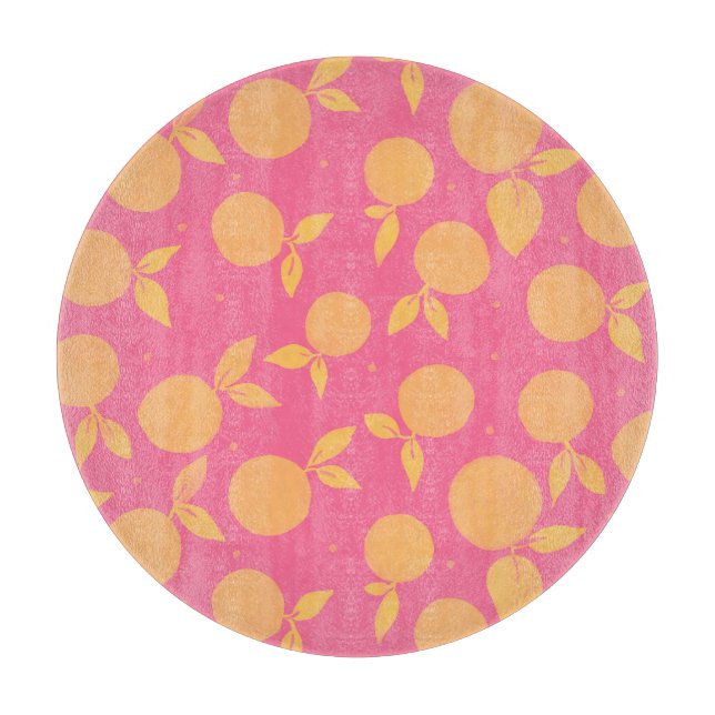Planche À Découper motif Abstrait tangerine rose et jaune (Devant)