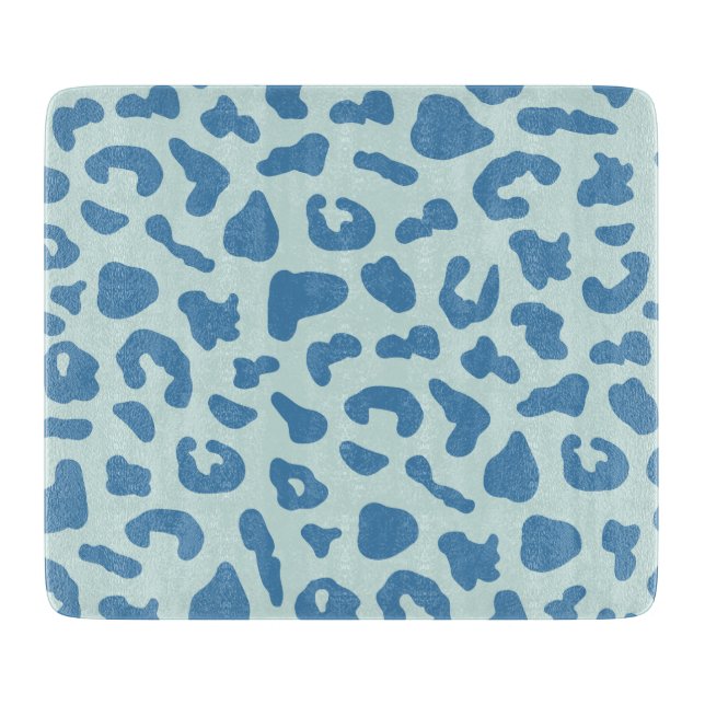Planche À Découper Motif animal Empreinte de léopard élégant en bleu (Devant)