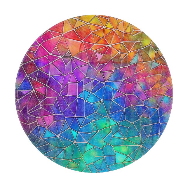 Planche À Découper Motif arc-en-ciel en verre tendu (Devant)