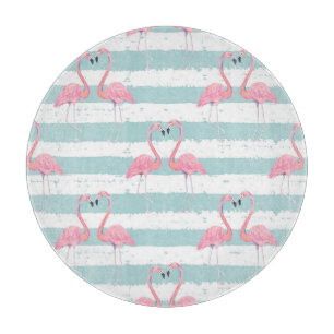 Planche À Découper Motif Arrière - plan Exotique Flamant rose rayé