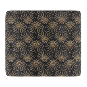 Planche À Découper Motif Art Déco avec motifs floraux dorés