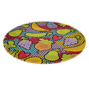 Planche À Découper Motif avec des fruits et légumes