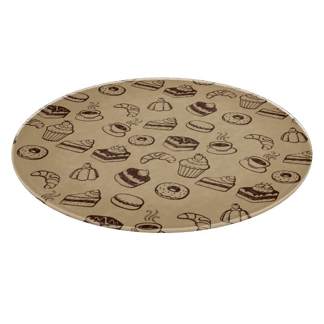 Planche À Découper Motif avec des gâteaux, des desserts et la (Coin)