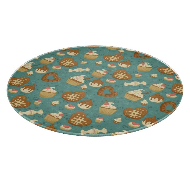 Planche À Découper Motif avec des petits gâteaux et des sucreries (Coin)