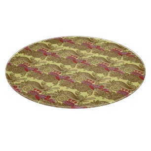 Planche À Découper Motif avec les poissons et la vague