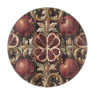 Planche À Découper Motif baroque de grenade ornementée fruit rouge fo