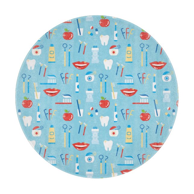 Planche À Découper Motif bleu dentaire (Devant)