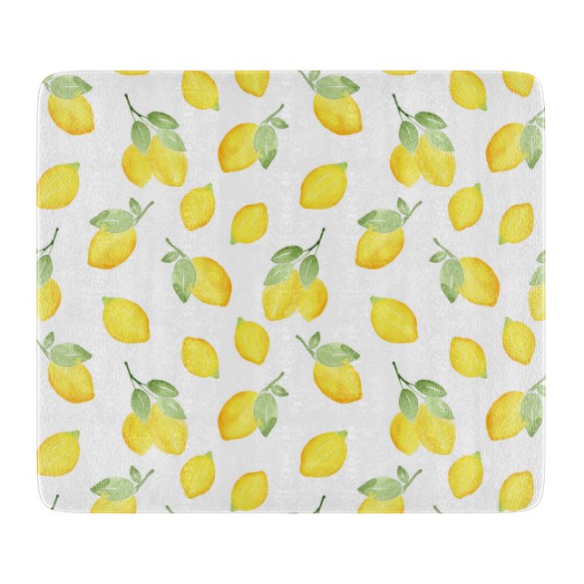 Planche À Découper Motif citrons aquarelles (Devant)