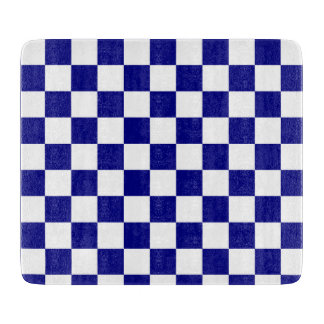 Planche À Découper Motif classique en damier bleu foncé et blanc