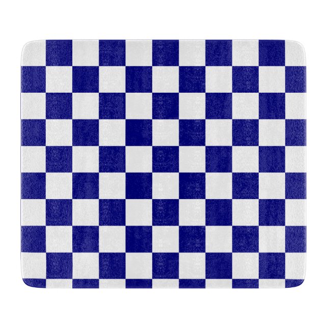 Planche À Découper Motif classique en damier bleu foncé et blanc (Devant)