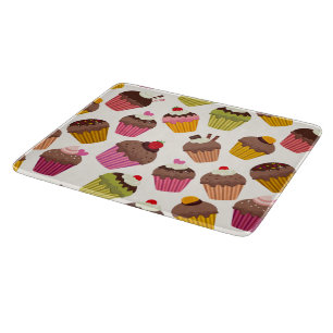 Planche À Découper Motif Cupcake, Motif Muffin, Chocolat, Cœurs