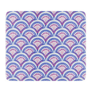 Planche À Découper motif damassé floral bleu